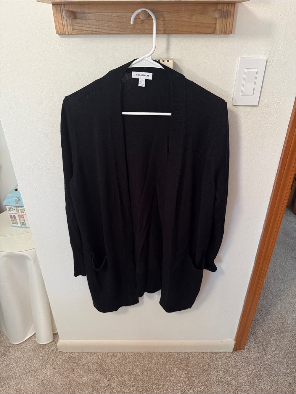 Nordstrom Black Open-Front Women's Cardigan with Front Pockets